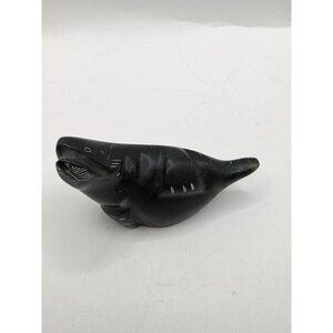 Vintage Ross Canada Inuit Style Carved Stone Marine Animal Sculpture